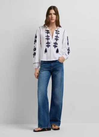 Blouse with Floral Embroidery