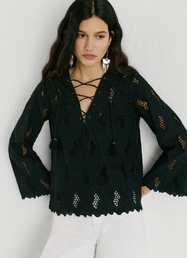 Blouse with Openwork Details Blouse with Openwork Details