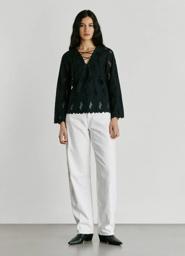 Blouse with Openwork Details Blouse with Openwork Details