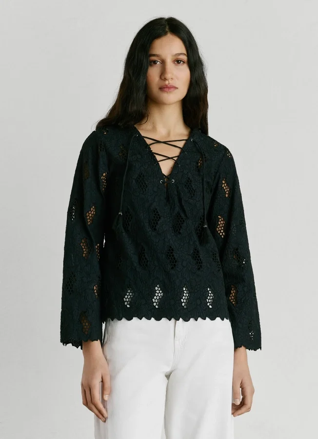 Blouse with Openwork Details Blouse with Openwork Details