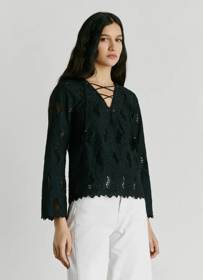 Blouse with Openwork Details Blouse with Openwork Details