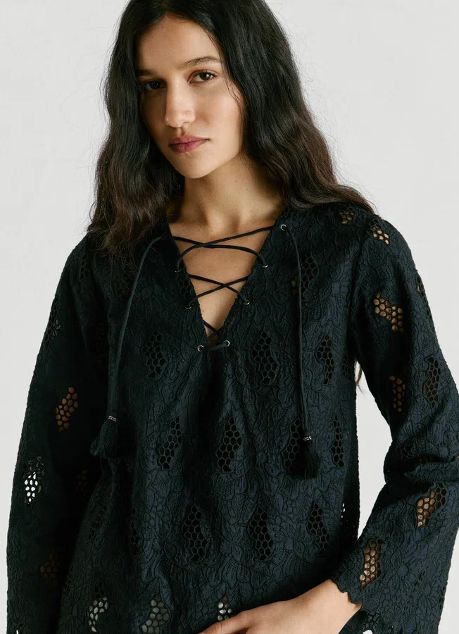 Blouse with Openwork Details Blouse with Openwork Details
