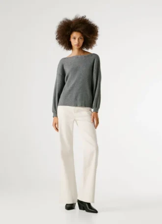 Boat Neck Ribbed Jumper