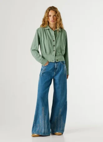 Bomber Jacket with Shirt Collar