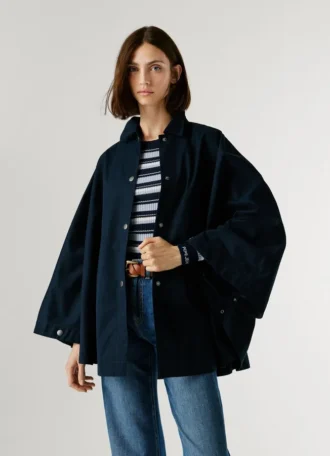 Cape Coat with Shirt Collar