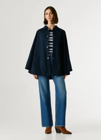 Cape Coat with Shirt Collar