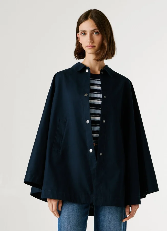 Cape Coat with Shirt Collar Cape Coat with Shirt Collar