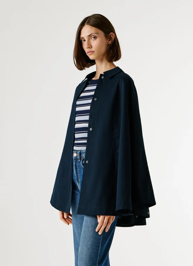 Cape Coat with Shirt Collar Cape Coat with Shirt Collar