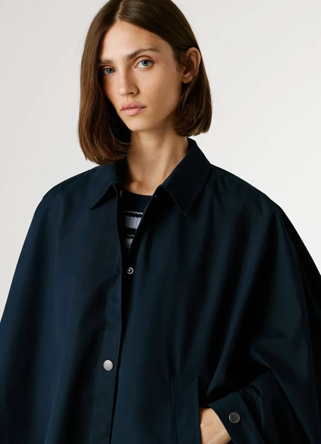 Cape Coat with Shirt Collar Cape Coat with Shirt Collar