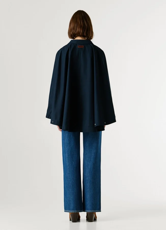 Cape Coat with Shirt Collar Cape Coat with Shirt Collar