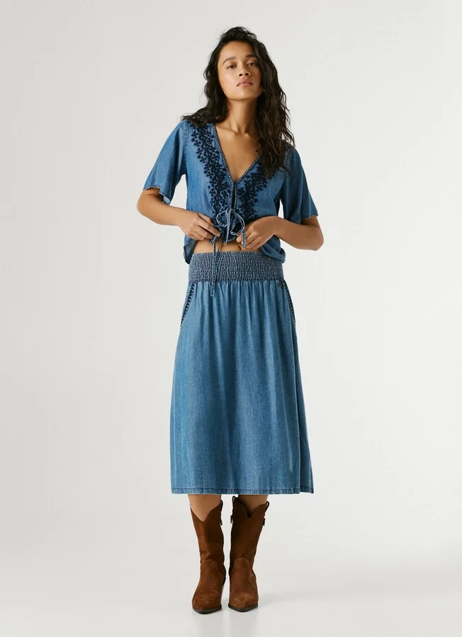 Chambray Midi Skirt Chambray Midi Skirt