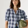 Checked Blouse with Ruffles