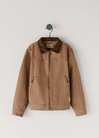 Cotton Canvas Jacket with Shirt Collar