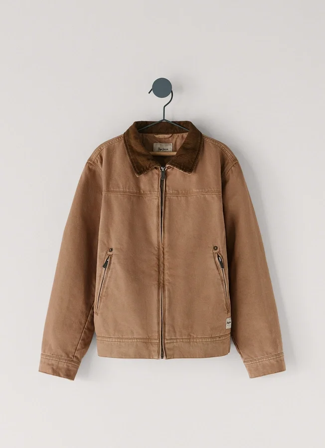 Cotton Canvas Jacket with Shirt Collar Cotton Canvas Jacket with Shirt Collar