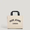 Cotton Canvas Shoulder Bag with Printed Logo