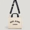 Cotton Canvas Shoulder Bag with Printed Logo