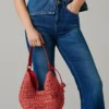 Crescent-Shaped Raffia Handbag