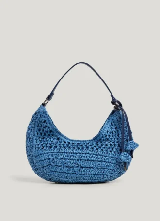 Crescent-Shaped Raffia Handbag