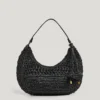 Crescent-Shaped Raffia Handbag