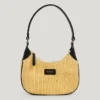 Crescent-Shaped Raffia Handbag
