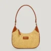Crescent-Shaped Raffia Handbag