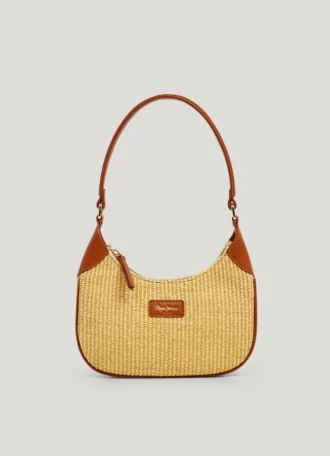 Crescent-Shaped Raffia Handbag