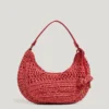Crescent-Shaped Raffia Handbag