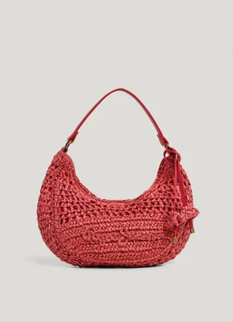 Crescent-Shaped Raffia Handbag