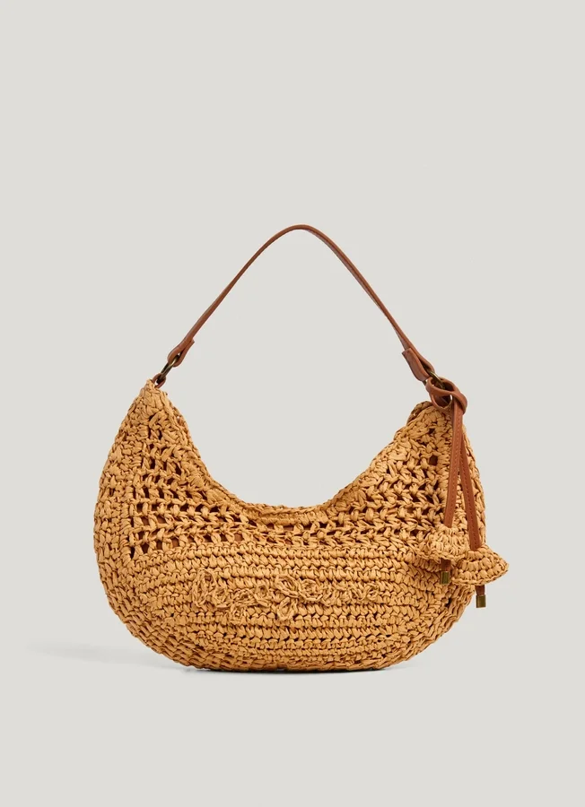 Crescent-Shaped Raffia Handbag Crescent-Shaped Raffia Handbag