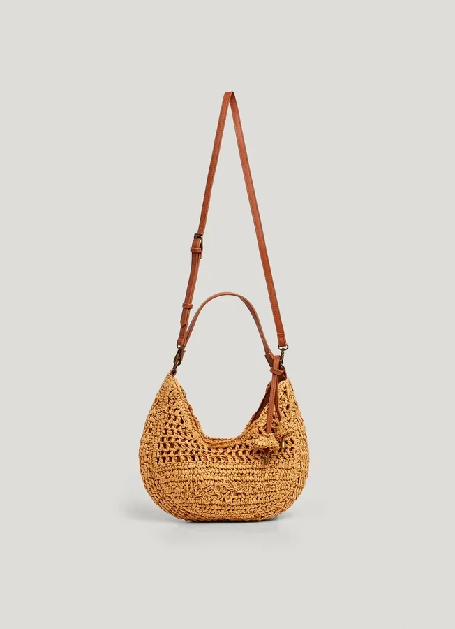 Crescent-Shaped Raffia Handbag Crescent-Shaped Raffia Handbag