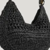 Crescent-Shaped Raffia Handbag