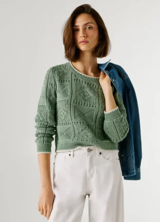 Crew Neck Openwork Jumper