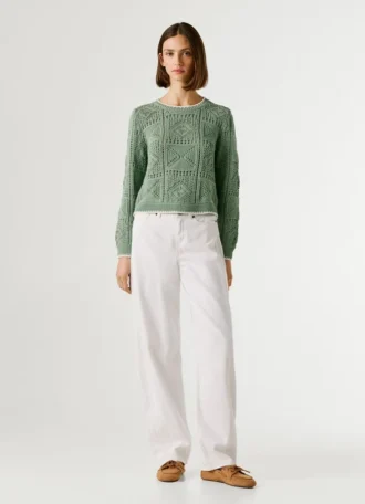 Crew Neck Openwork Jumper