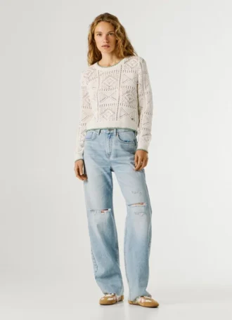 Crew Neck Openwork Jumper