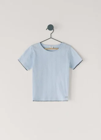 Crew Neck Pointelle Top