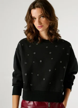 Crew Neck Sweatshirt with Studs