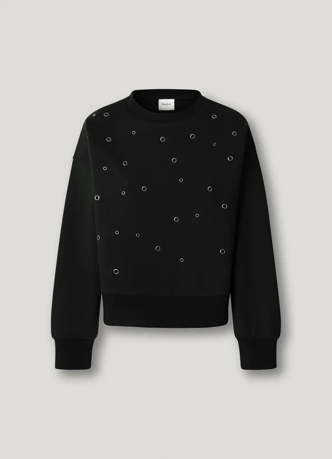 Crew Neck Sweatshirt with Studs Crew Neck Sweatshirt with Studs