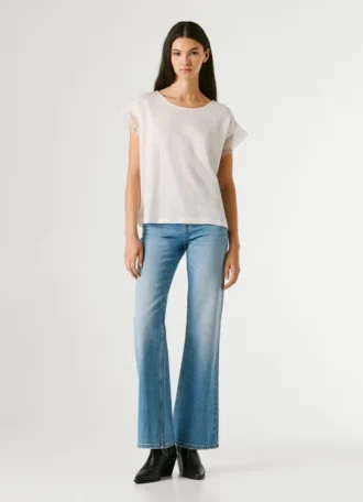 Crew Neck T-Shirt with Fringes