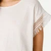 Crew Neck T-Shirt with Fringes
