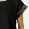 Crew Neck T-Shirt with Fringes