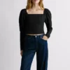 Cropped Fit Jacquard Top