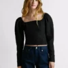 Cropped Fit Jacquard Top