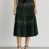Embroidered Detail Midi Skirt