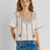 Embroidered V-Neck Blouse