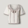 Embroidered V-Neck Blouse