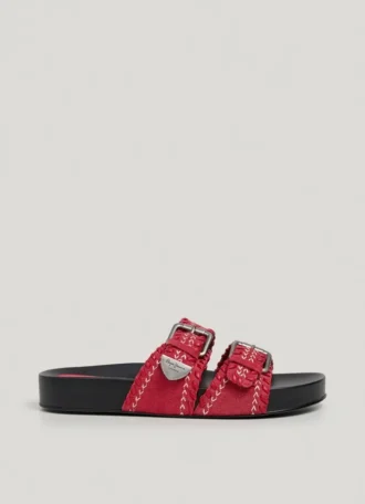 Flat Sandals with Double Buckle