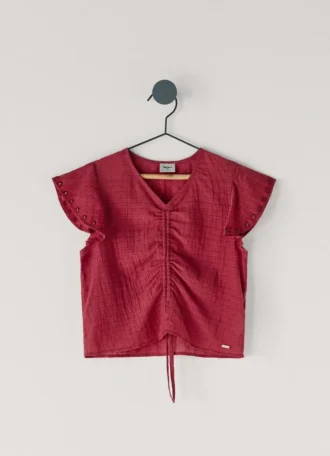 Fluid Blouse with Openwork Details