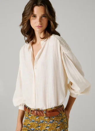 Fluid Mao Collar Blouse