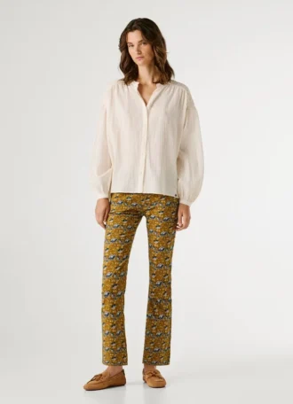 Fluid Mao Collar Blouse