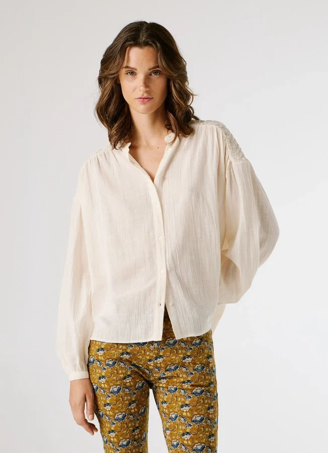 Fluid Mao Collar Blouse Fluid Mao Collar Blouse